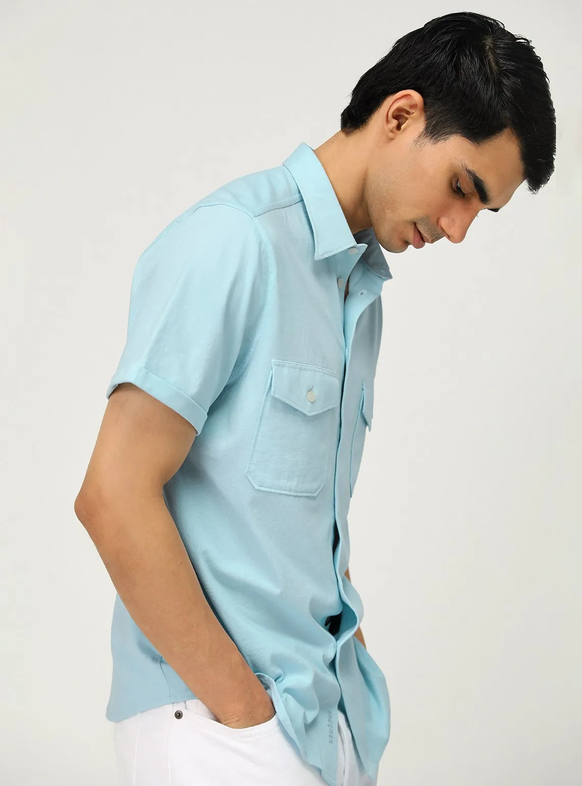 Ice Blue Shirt Half