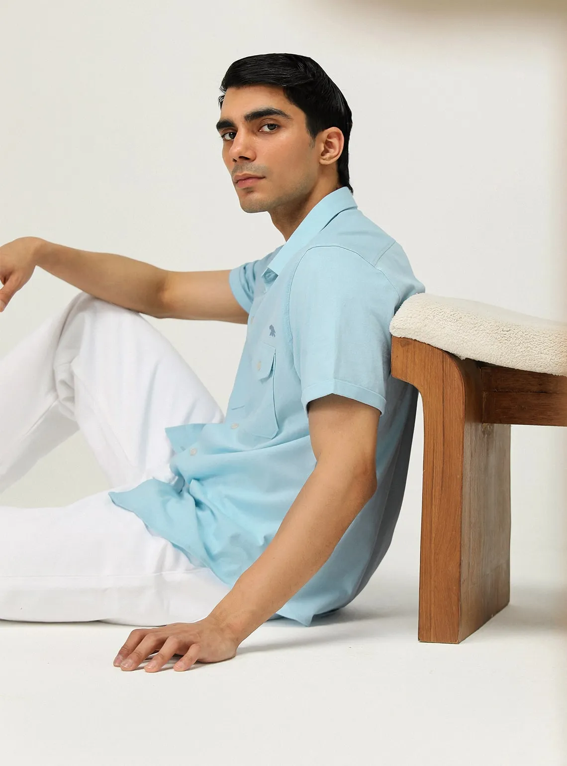 Ice Blue Shirt Half