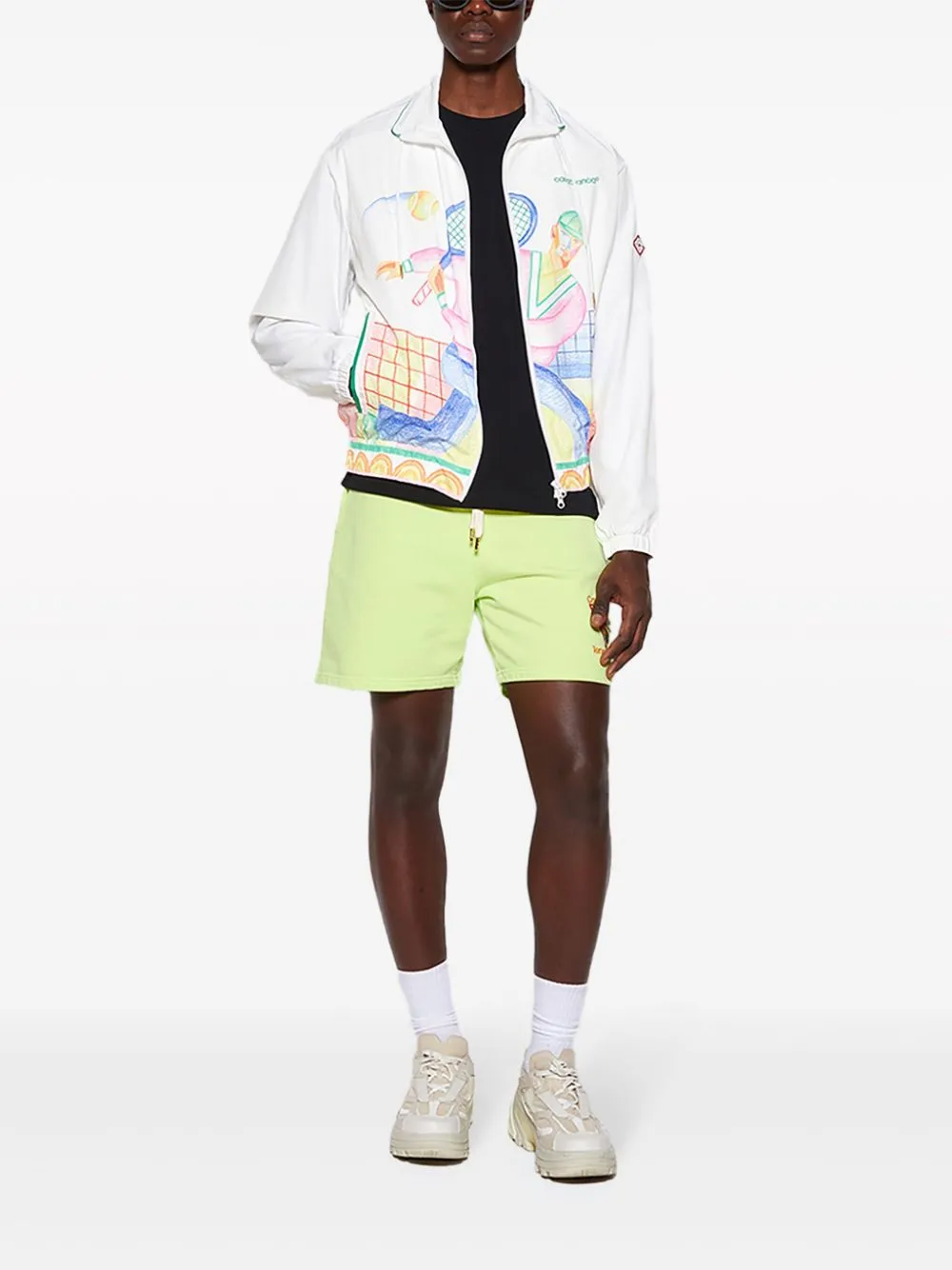 illustration-print zip-up jacket