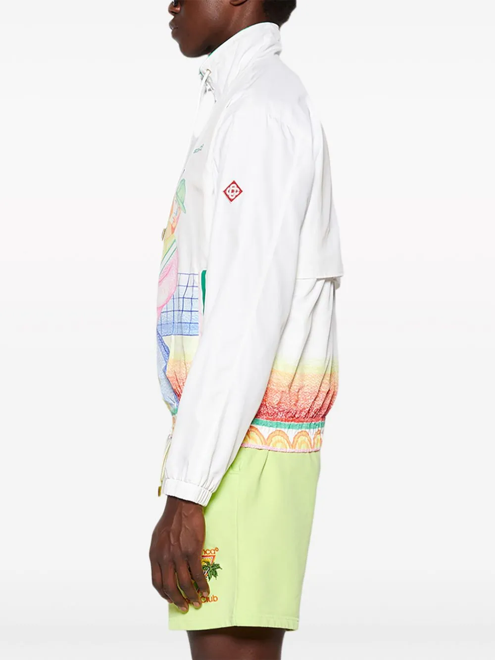 illustration-print zip-up jacket