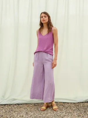 Indi & Cold Kora linen striped pant Lilac Jasper