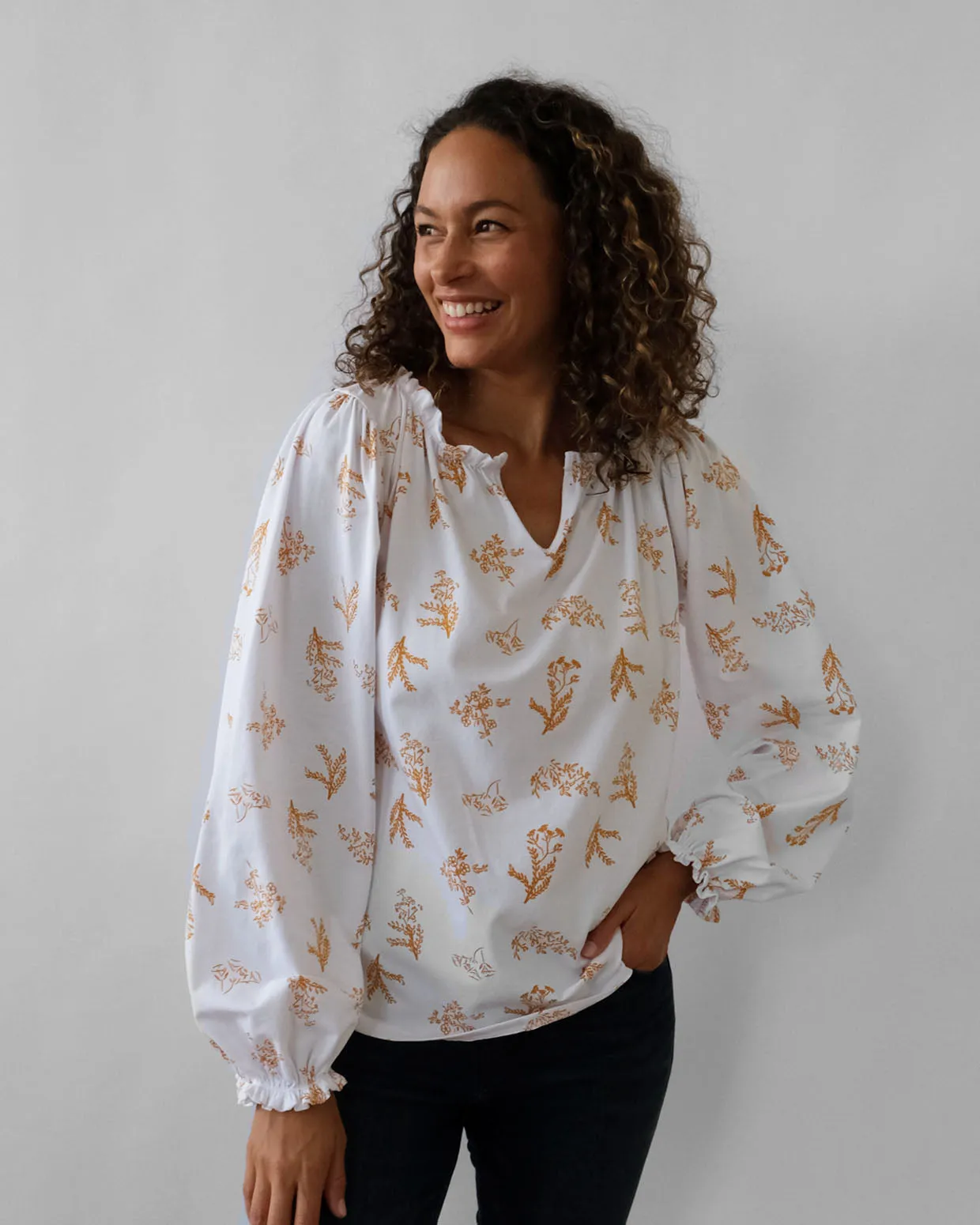 IRIS printed top in White/Honey