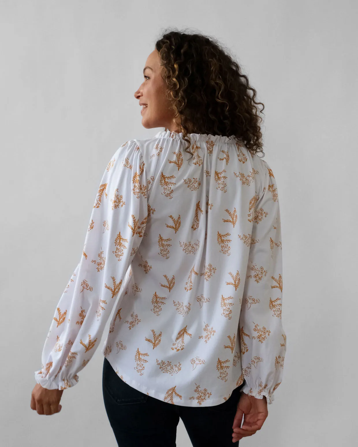 IRIS printed top in White/Honey