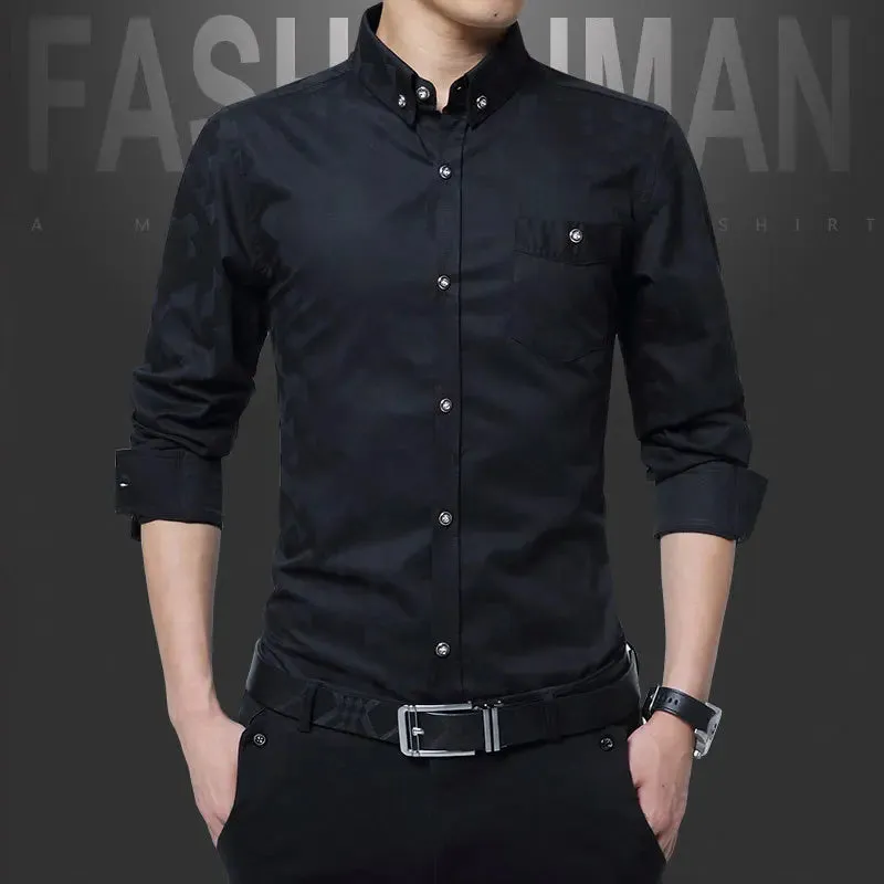 Jacquard Weave Slim Fit Shirt