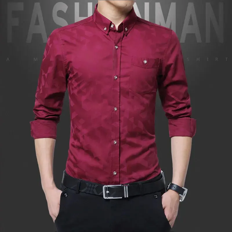 Jacquard Weave Slim Fit Shirt