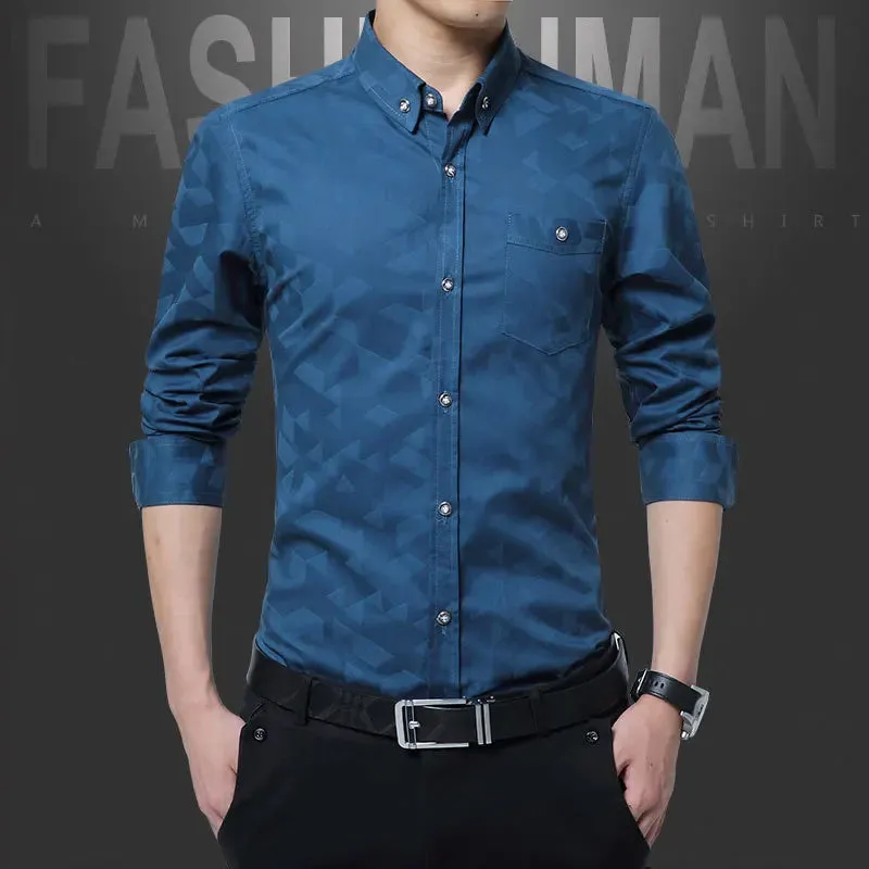 Jacquard Weave Slim Fit Shirt