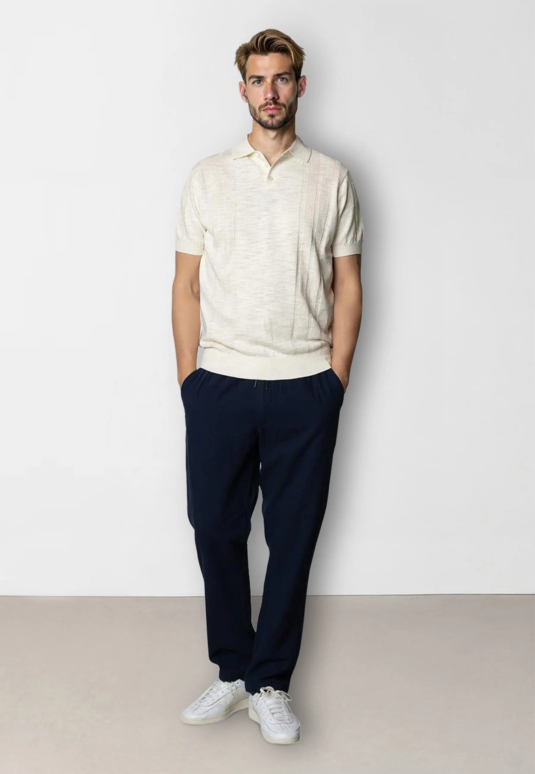 Jonas knitted polo - Ecru