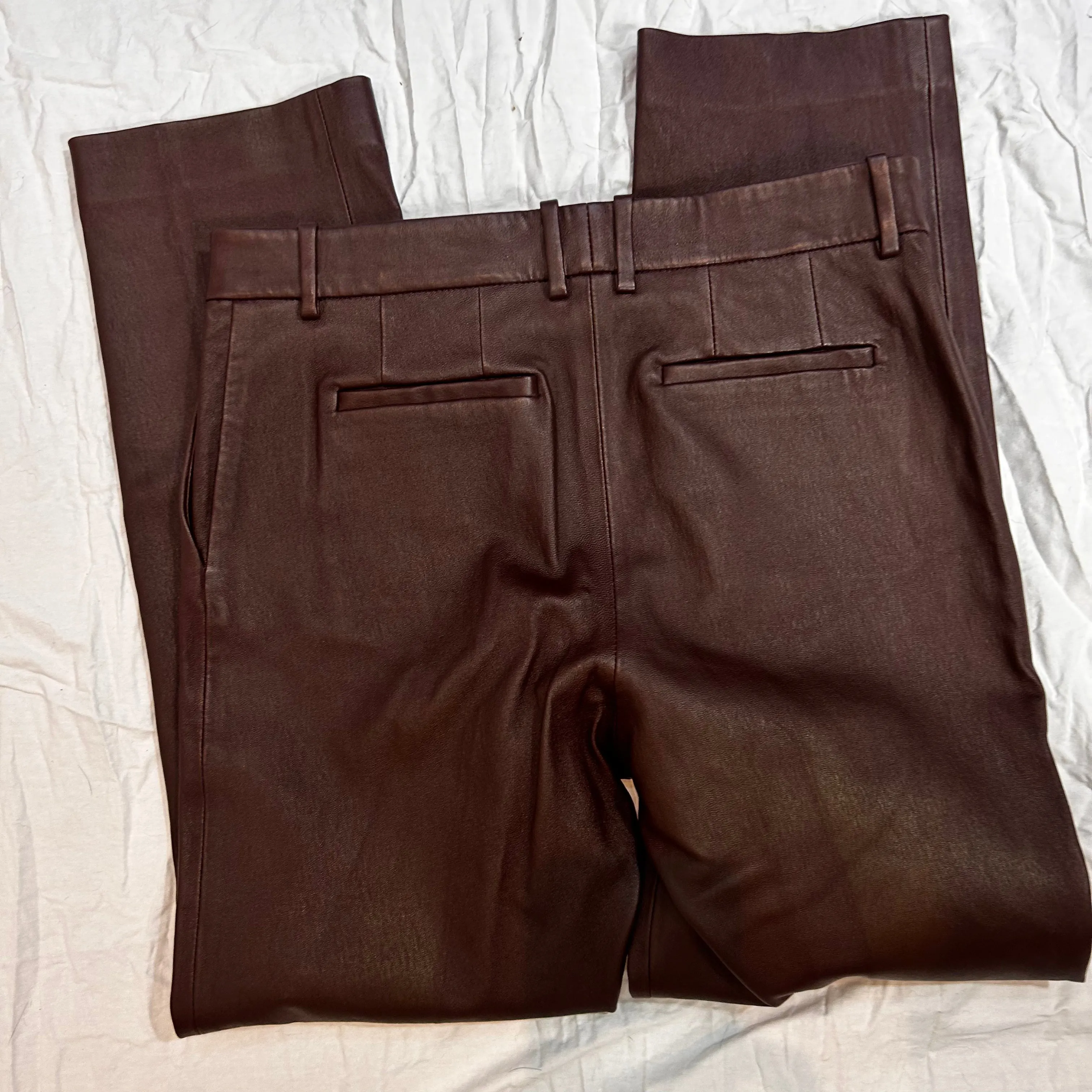 Joseph Brand New £1075 Chestnut Leather Coleman Pants M