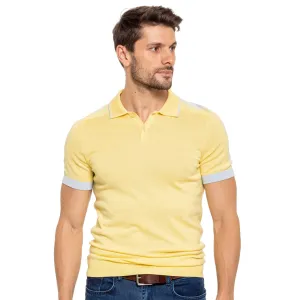 Knit Polo W/ Shoulder Design - Yellow