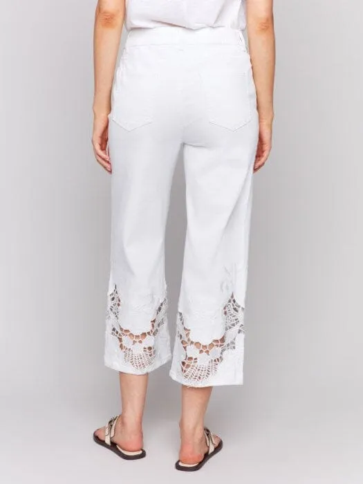 LACE CUT FLARE WHITE JEAN