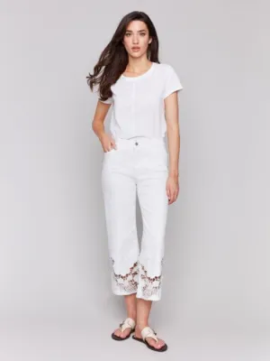 LACE CUT FLARE WHITE JEAN