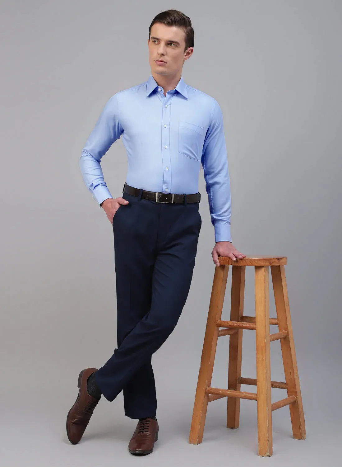 Light Blue Bamboo Rayon Full Sleeve Shirt