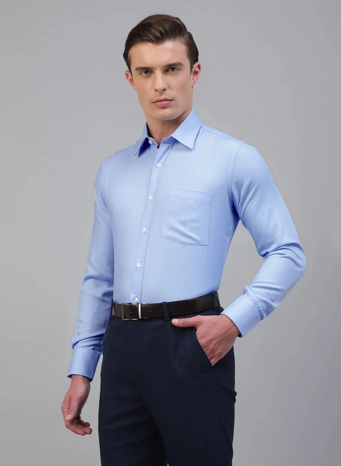 Light Blue Bamboo Rayon Full Sleeve Shirt