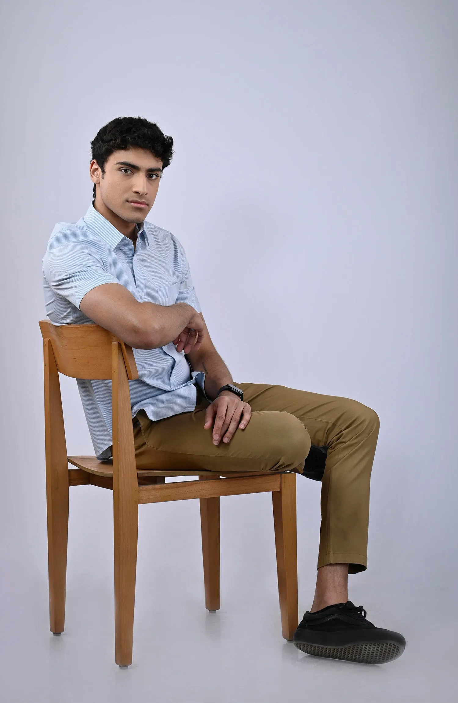 Light Blue Stripes Yarn Dyed Shirt