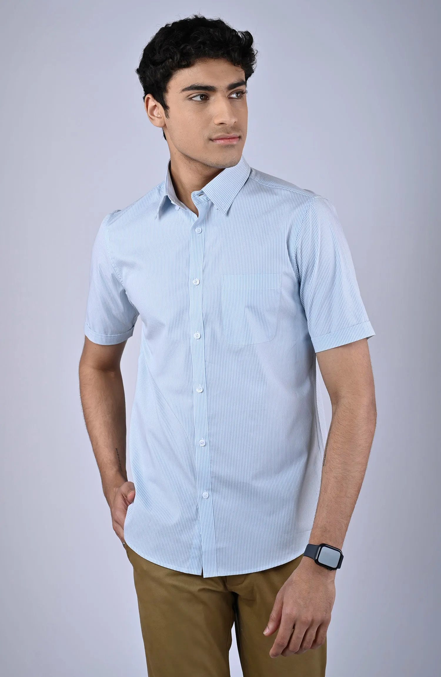 Light Blue Stripes Yarn Dyed Shirt