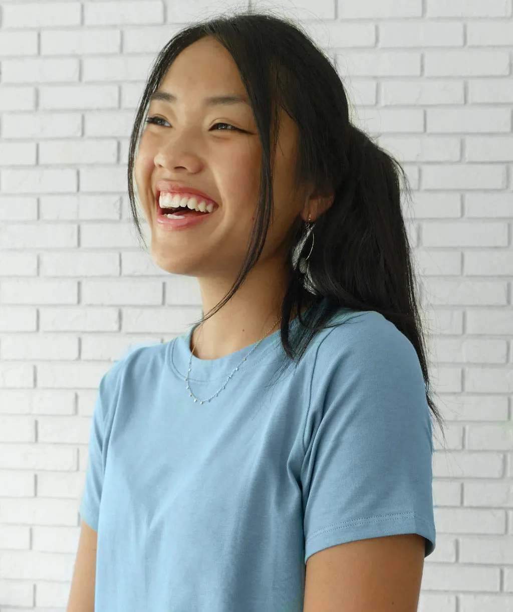LOVE fitted tee in Smoke Blue