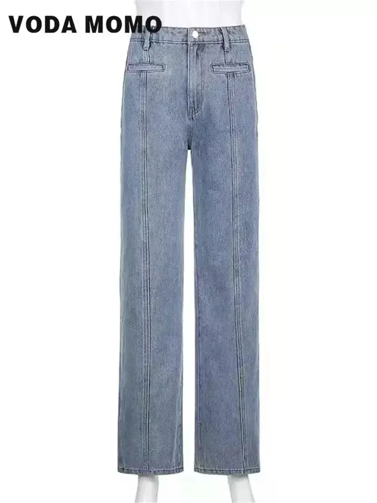 LVSANW Retro Jeans European and American Style Design Slim Fit Leg Length All Match Pants Five Pointed Star Straight Women Versatile