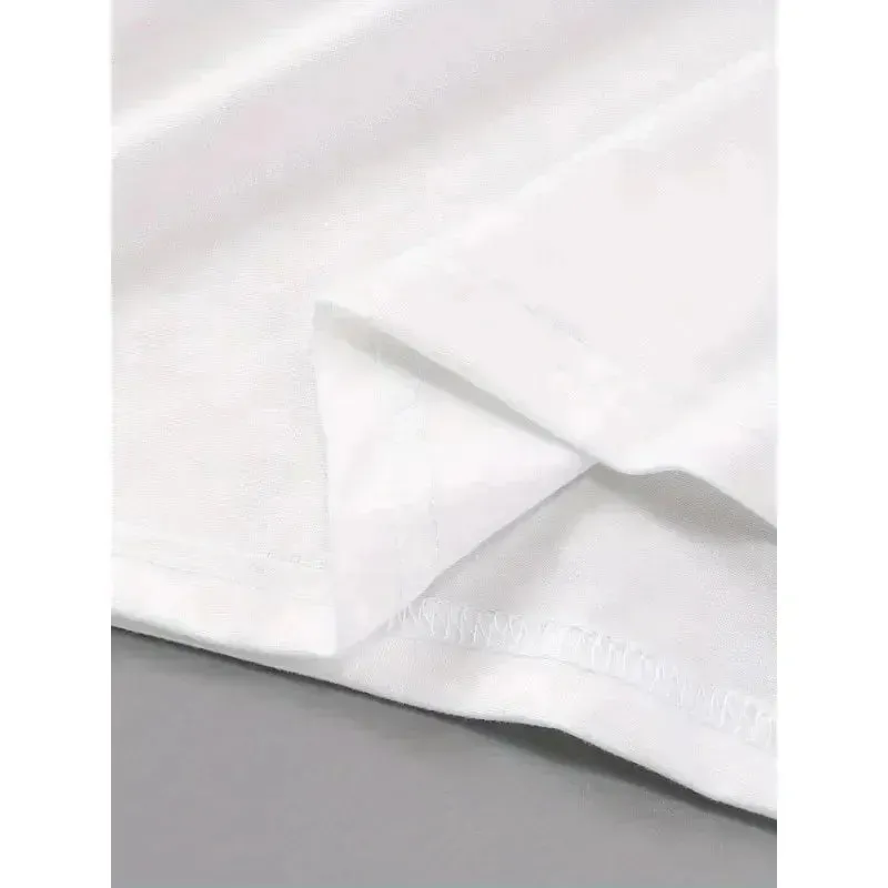 LVSANW Summer Coffee Letter Pattern Printed T-shirt White Simple and Versatile Fashion Casual Short Sleeved Trendy Women's Top