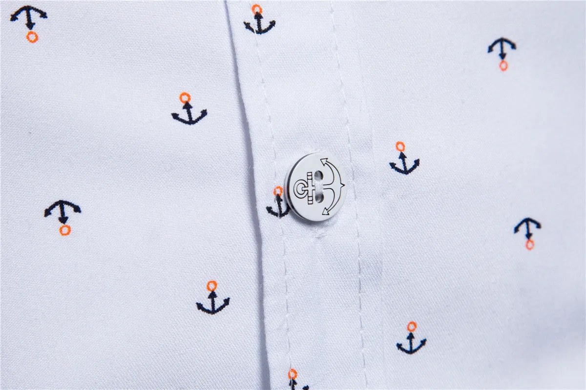 Men's Anchor Printing Short Sleeved Shirt