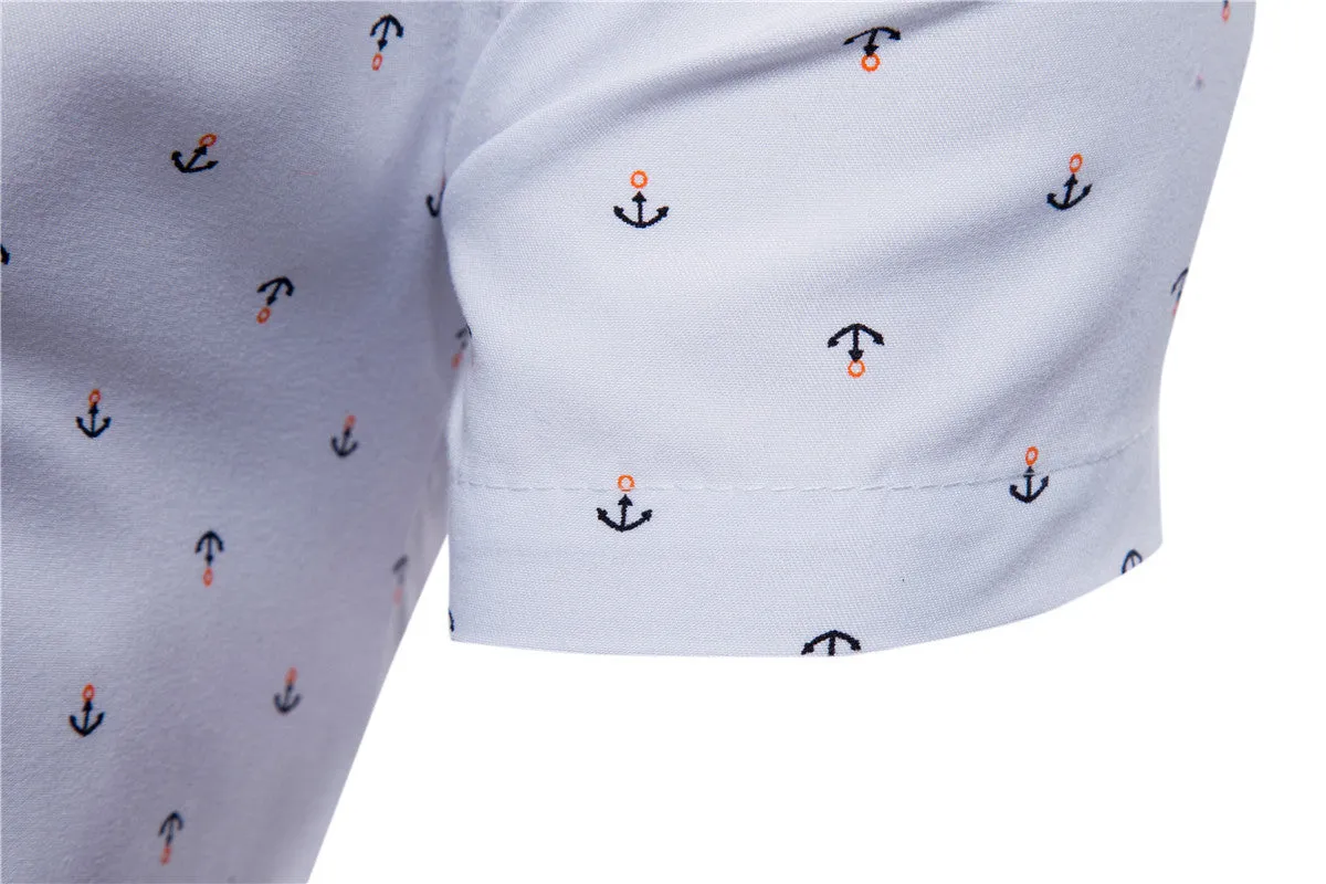 Men's Anchor Printing Short Sleeved Shirt