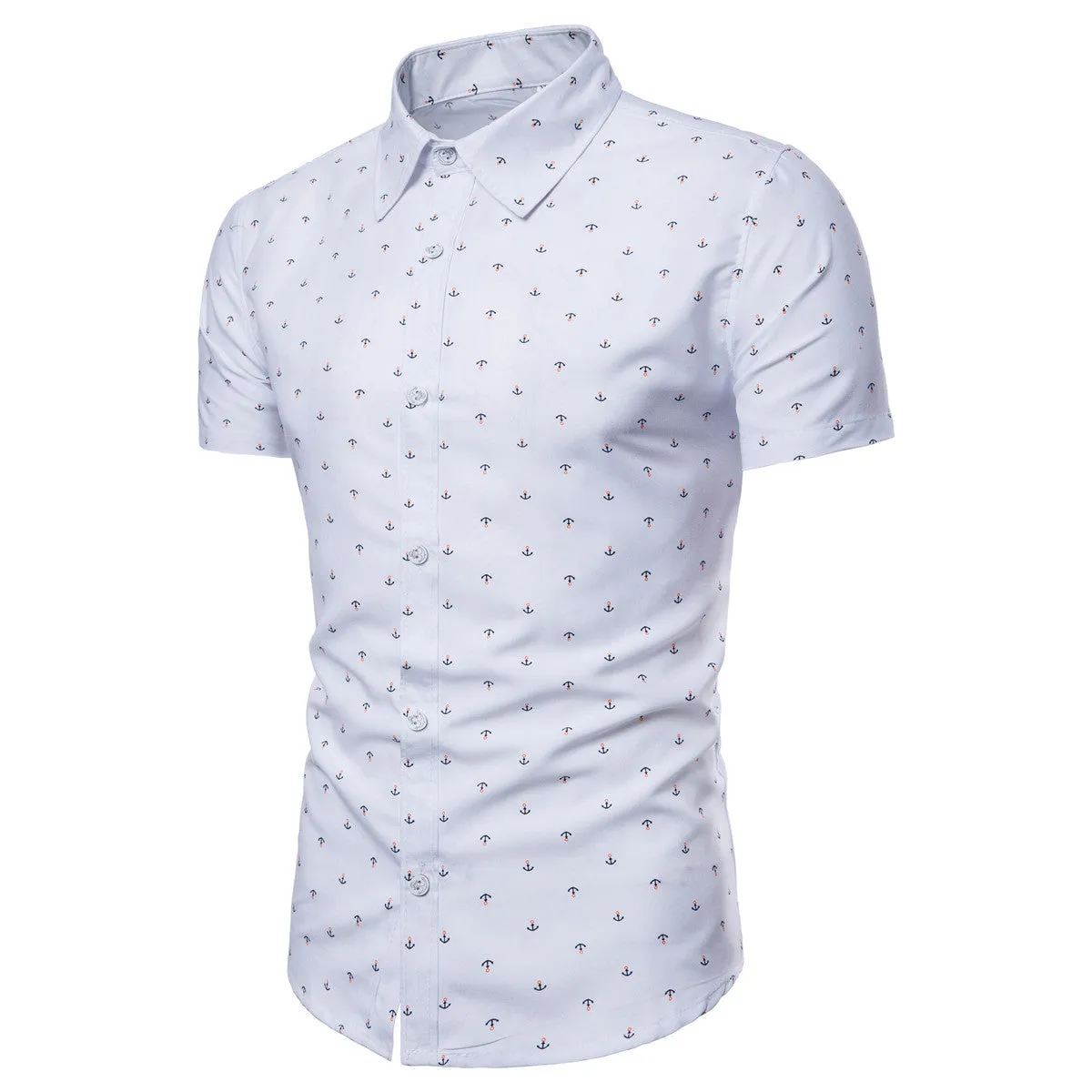 Men's Anchor Printing Short Sleeved Shirt
