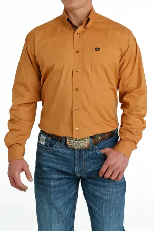 Men's Cinch MTW1105666 Gold Solid Button Down Long Sleeve Shirt