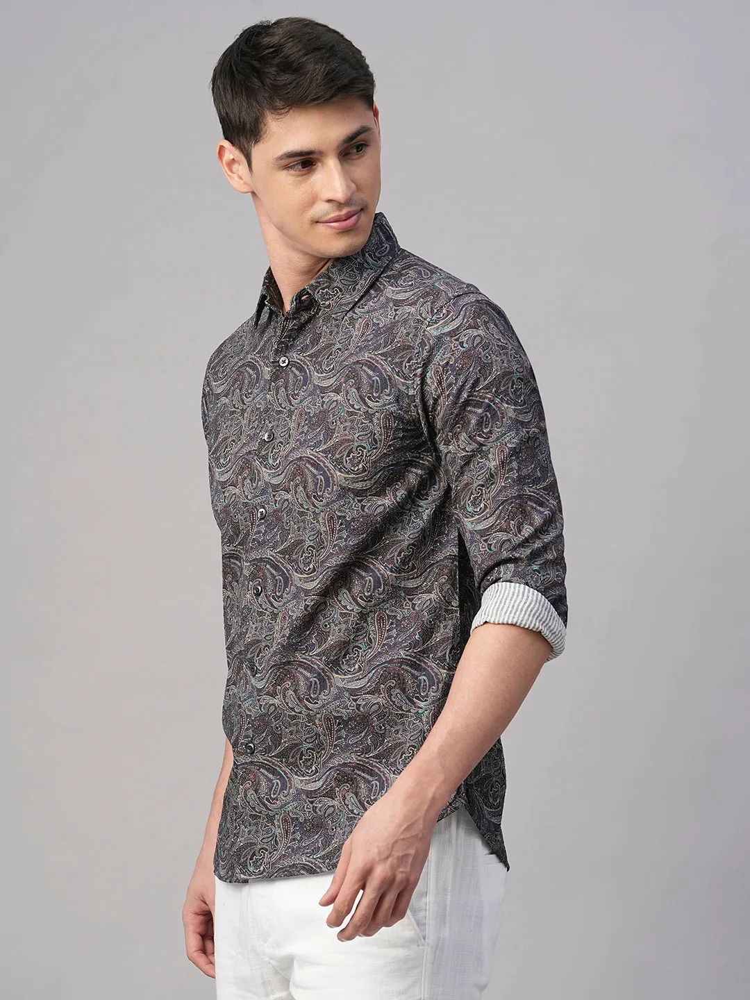 Men's Navy 100% Cotton Slim Fit Shirt