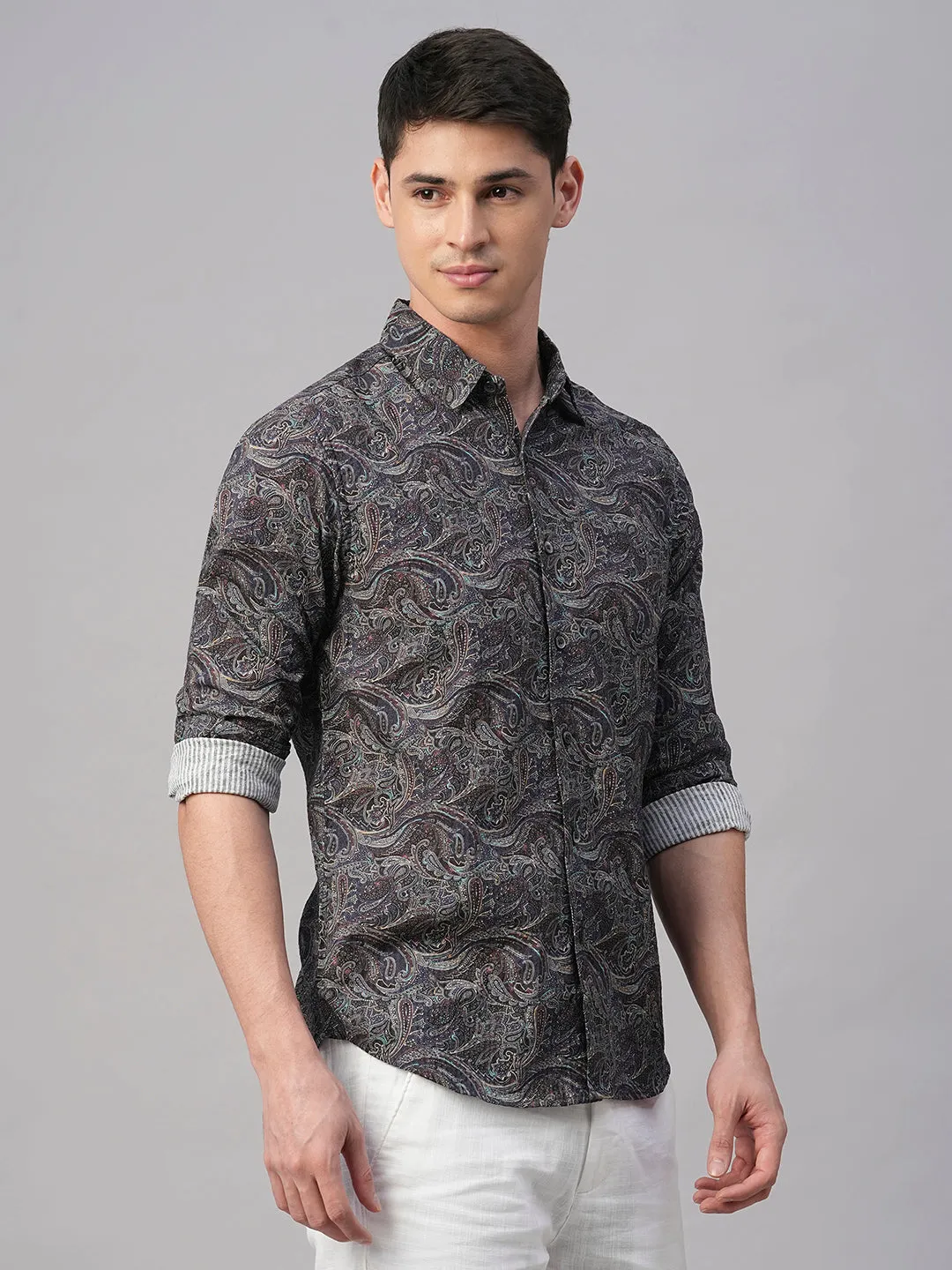 Men's Navy 100% Cotton Slim Fit Shirt