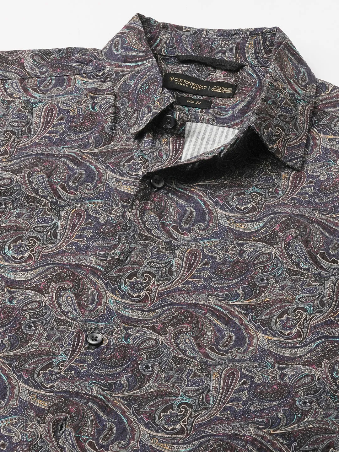Men's Navy 100% Cotton Slim Fit Shirt