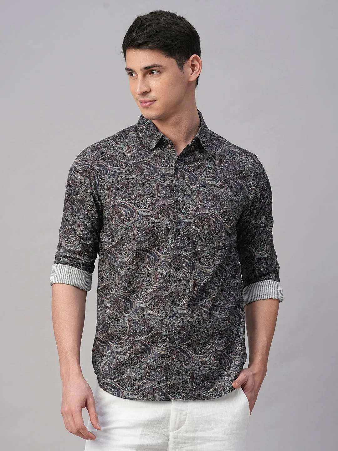 Men's Navy 100% Cotton Slim Fit Shirt