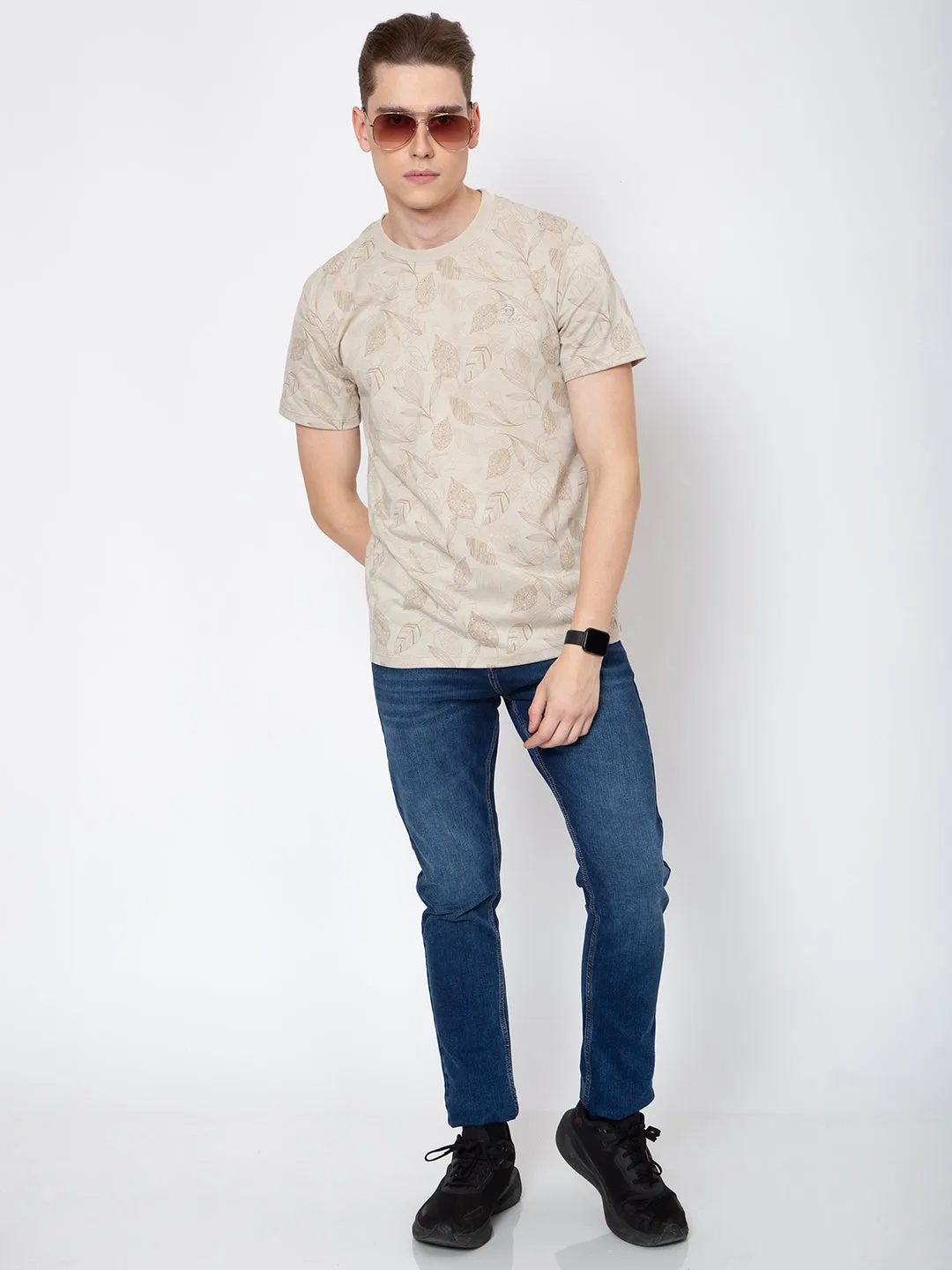 Mens Round Neck All Over Print
