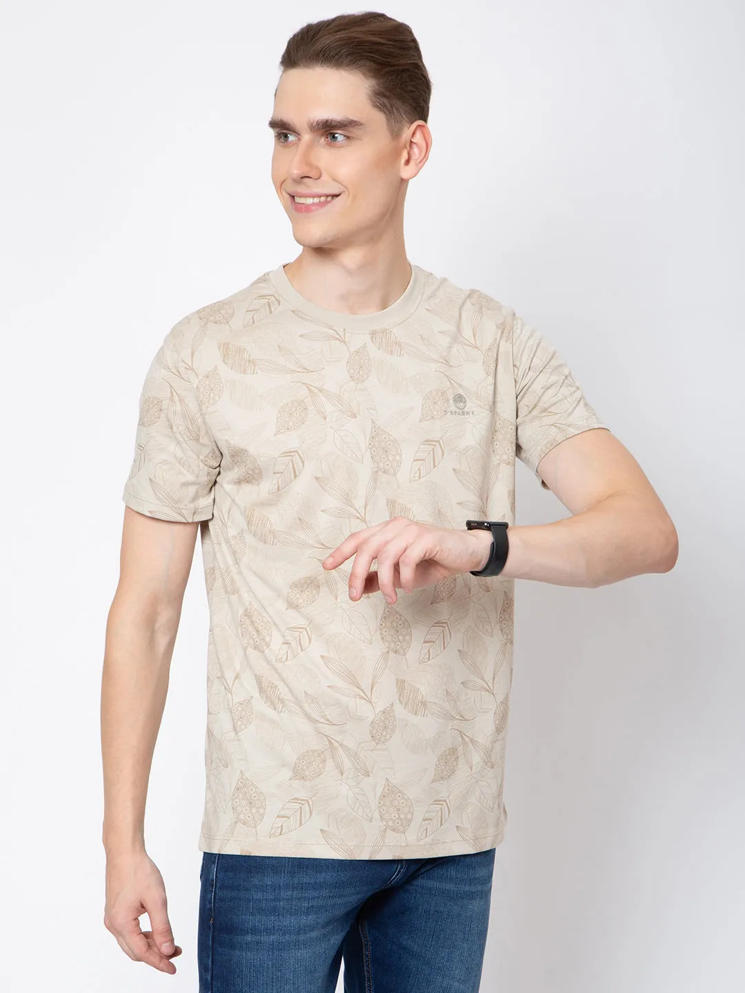 Mens Round Neck All Over Print