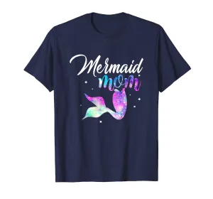 Mermaid Mom Mother T-Shirt Mermom Birthday Party Gift Tshirt