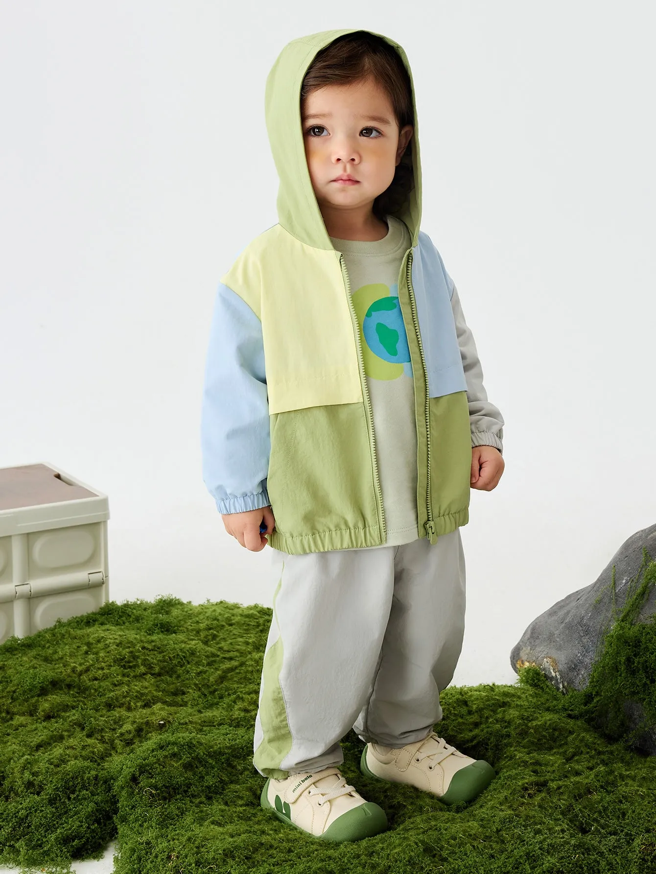 minibala Baby Unisex Comfortable hooded top and trousers two-piece suit New spring product