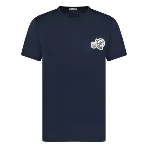 Moncler Double Logo Printed T-Shirt Navy