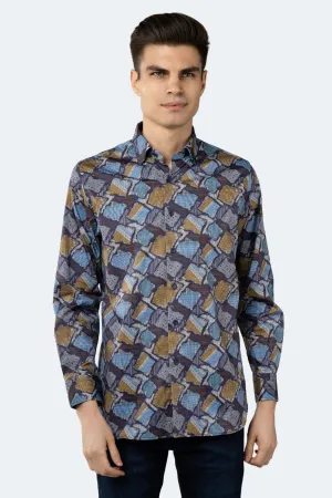 Multicolor Patch Shapes Sport Shirt