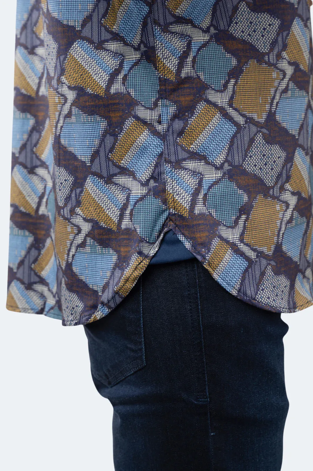 Multicolor Patch Shapes Sport Shirt