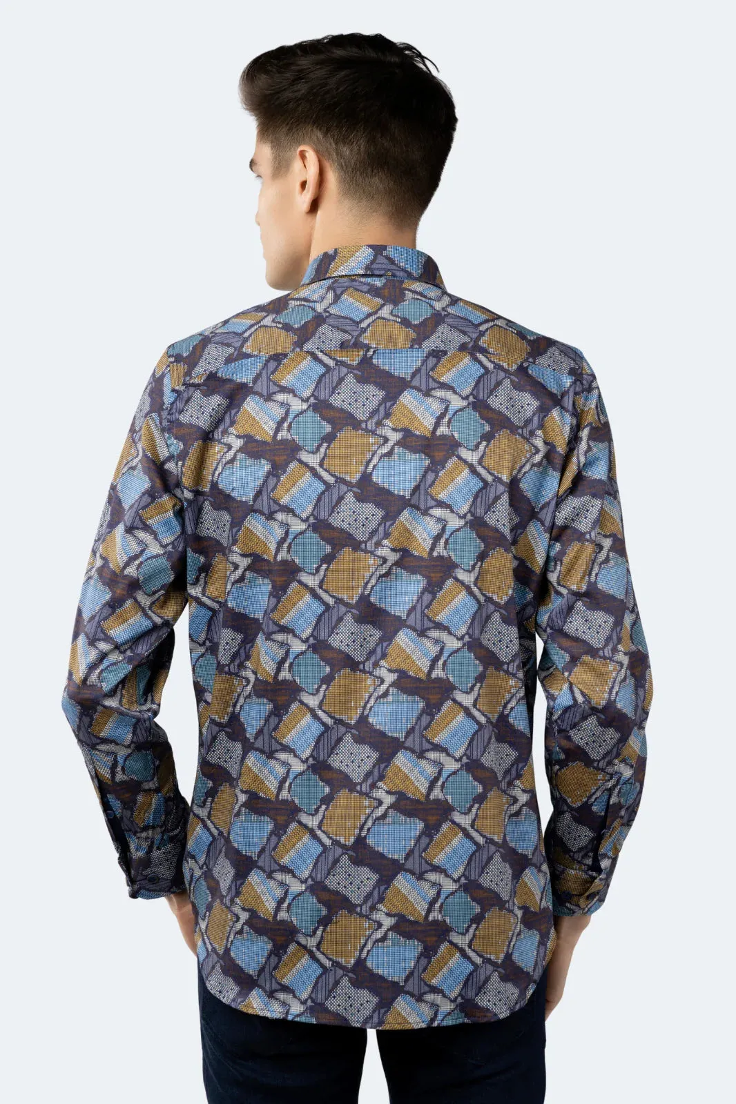 Multicolor Patch Shapes Sport Shirt