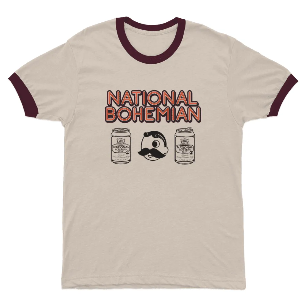 National Bohemian 70's Retro (Tan w/ Maroon) / Ringer Shirt