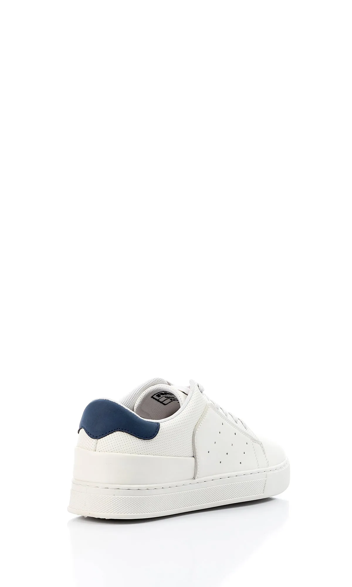 O153190 Bi-Tone White & Navy Blue Leather Casual Shoes
