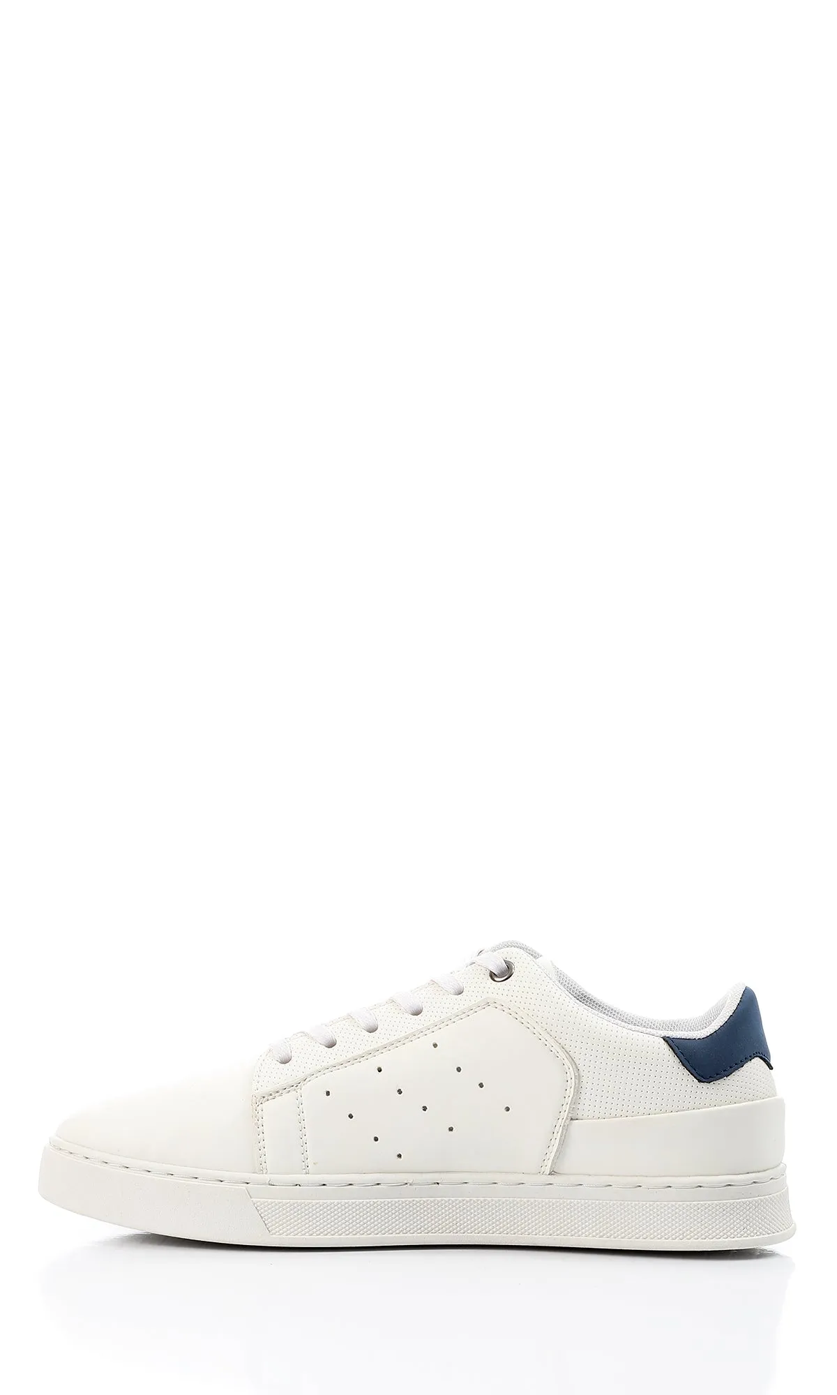 O153190 Bi-Tone White & Navy Blue Leather Casual Shoes