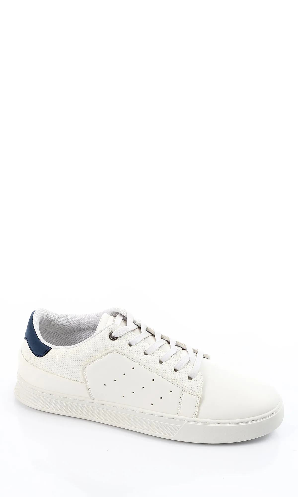 O153190 Bi-Tone White & Navy Blue Leather Casual Shoes