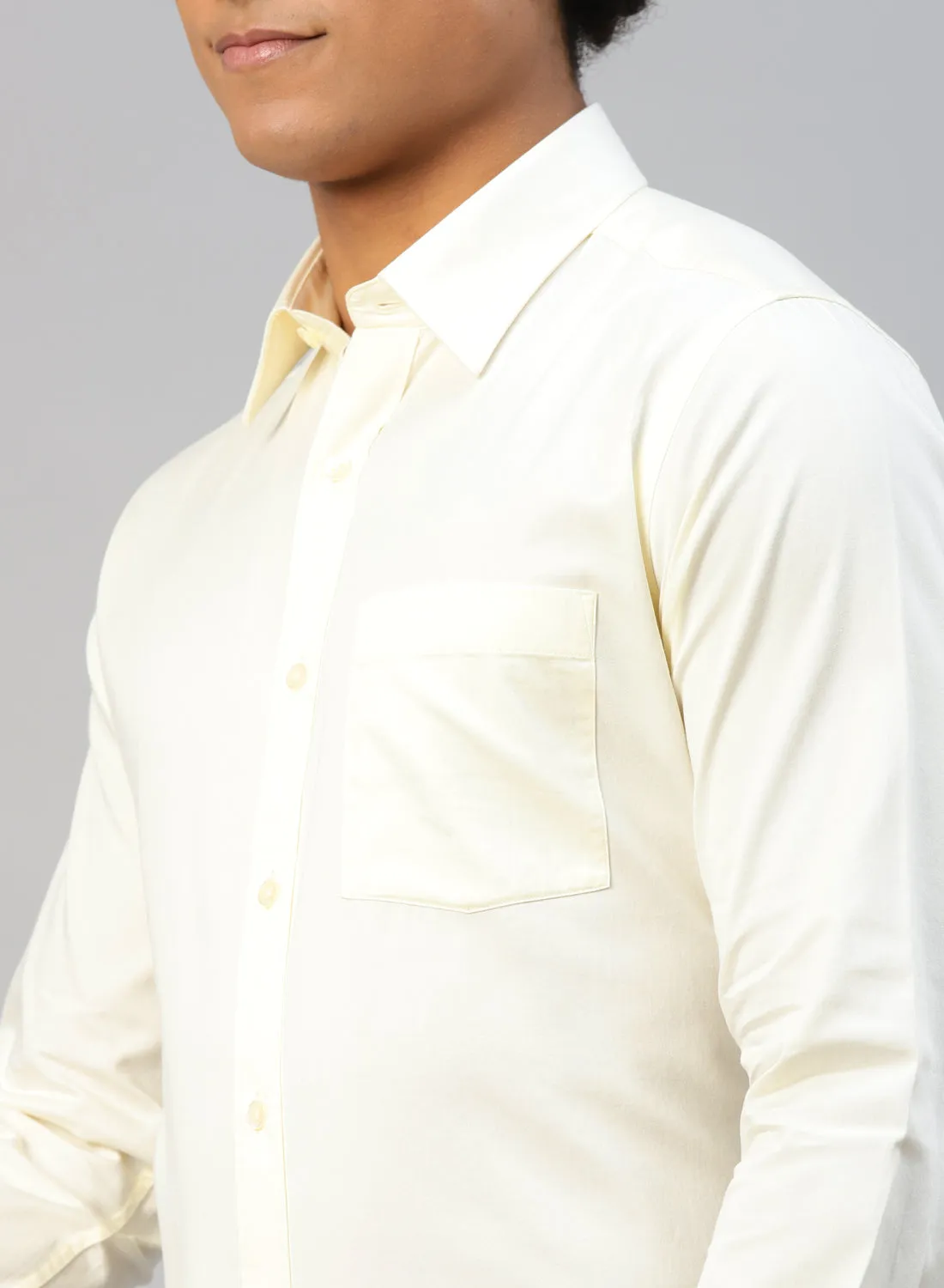 Off White Cotton Full Sleeve Shirt