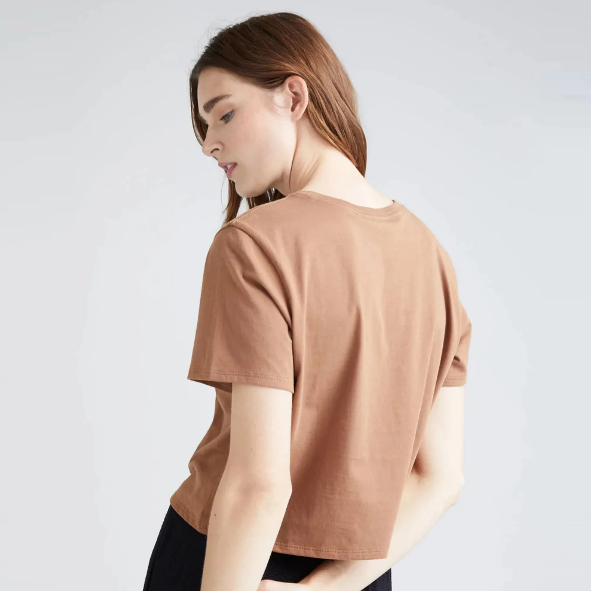 Pima Boxy Crop Tee (Latte)
