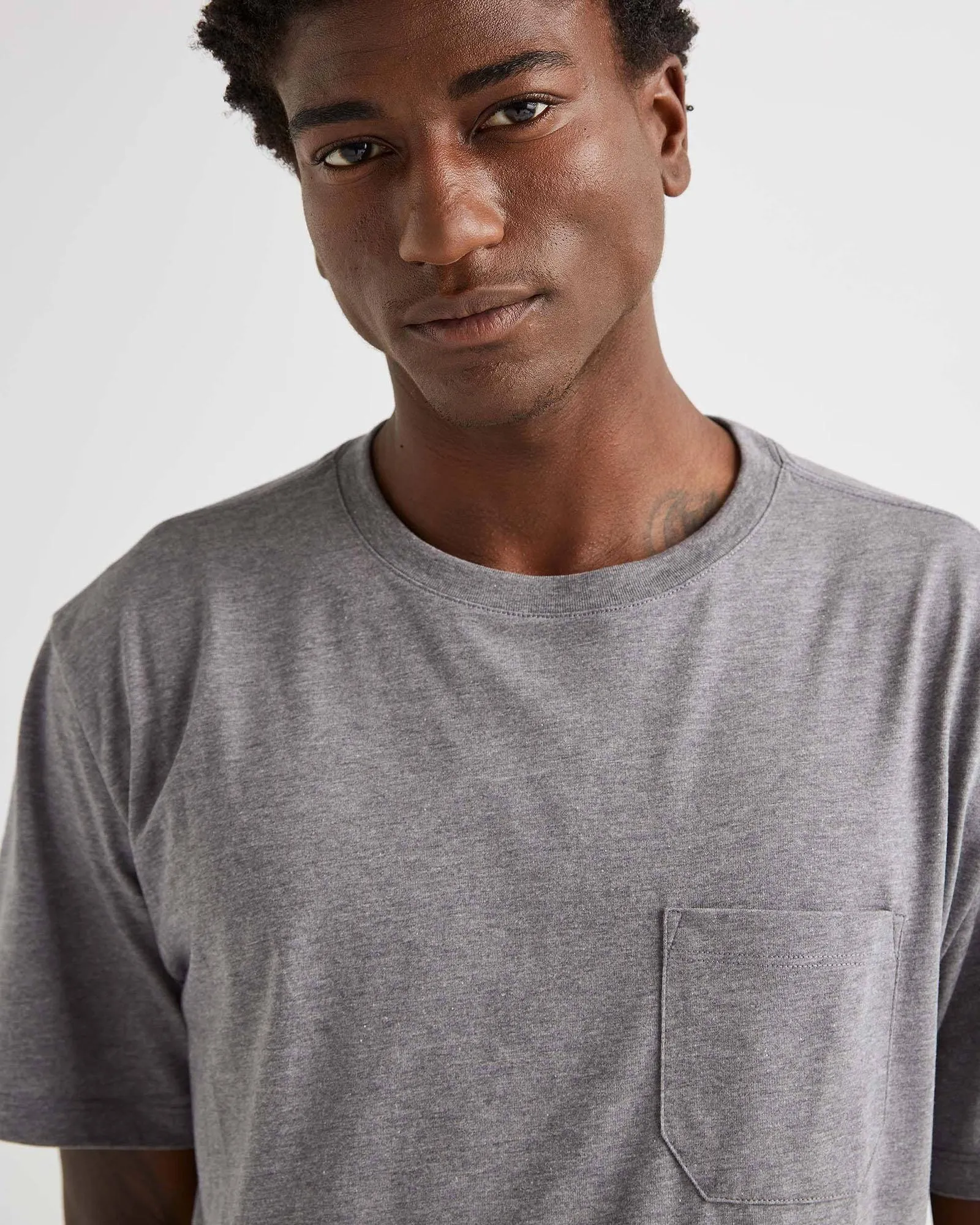Pima Cotton Pocket Tee (Heather Grey)