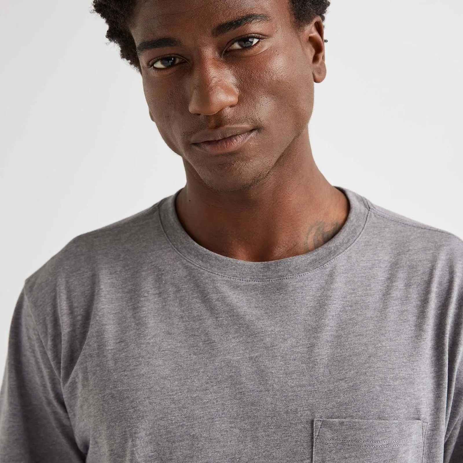 Pima Cotton Pocket Tee (Heather Grey)