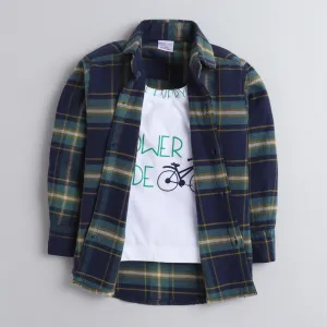 Polka Tots Cycle print Tshirt shirt - Green