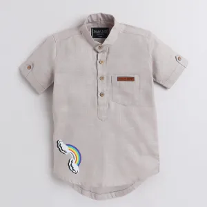 Polka Tots Half Sleeve Short Kurta Rainbow Print - Grey