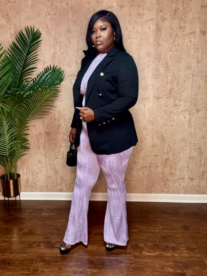 PRETTY PLEATED FLARE PANTS SET (Lilac)
