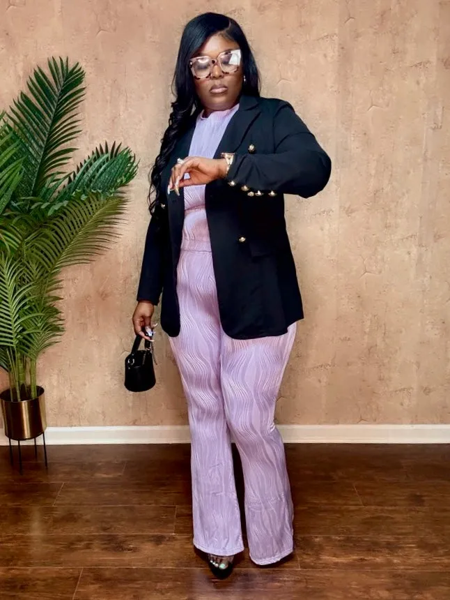 PRETTY PLEATED FLARE PANTS SET (Lilac)